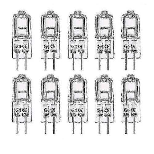 G4 Halogen Bulb 10W 12V Dimmable 10-Piece Set, Warm White 2700K, 2-Pin Base