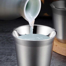 Stainless Steel Insulated Espresso Cups 2-Pack, Double Wall, 86ml, Silver