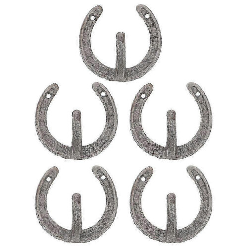 Horseshoe Wall Hooks, Iron Home Hanger for Coats Hats Storage, 5-Pack Light Grey