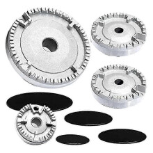 Kit universal repuesto corona y tapa quemador horno, 4 piezas, hierro y aluminio, Compatible con modelos seleccionados placas de gas