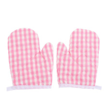 Ofenhandschuhe, hitzebeständig, 2er-Pack, rosa kariert, rutschfest, mit Aufhängeschlaufe
