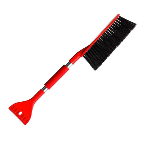 2 in 1 Snow Brush and Ice Scraper for Car Windshield with Adjustable Head, Ergonomic Grip, Red