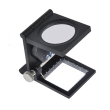 Lupa de tela plegable con soporte LED 10X, lente de 2,8 cm, altura de 5 cm, aleación de zinc.