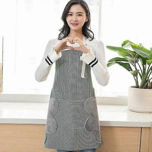 Kitchen Apron Waterproof Oil Resistant with Side Towel Large Pocket Adjustable