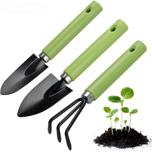 3-Piece Gardening Tool Set with Plastic Handles for Digging Weeding Soil