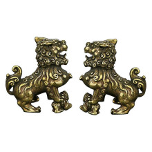 Ornamento vintage a forma di leone in rame puro, decorazione robusta a forma di animaletto da tè per la casa e l'ufficio.