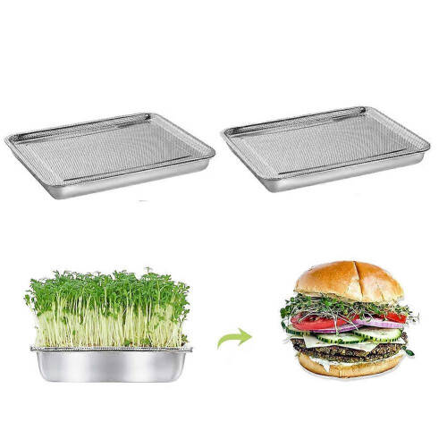 Bandejas para cultivo de brotos em aço inoxidável 2 níveis 10,4 polegadas, pacote com 2 unidades 2