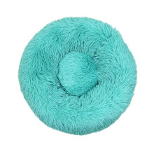 Pet Calming Bed Donut Shaped Washable Cat Sleep Aid Emerald Green Size M