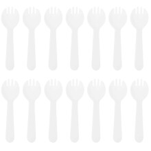 Forchette-cucchiaio in plastica usa e getta per feste, forchette-cucchiaio per torte rinforzate, set da 100 pezzi, lisce e resistenti