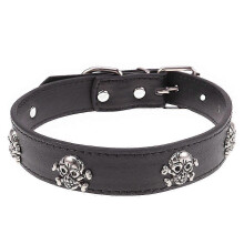 Halloween Pet Collar with Skull Design Adjustable Black for Cats and Dogs