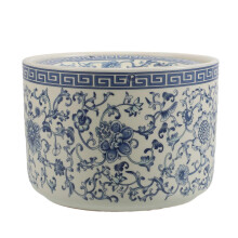 Cenicero de cerámica con tapa para uso interior y exterior, resistente al viento, azul.