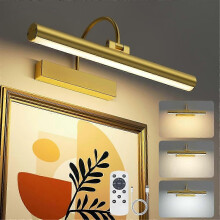 Lampada da parete senza fili per quadri, batteria ricaricabile, 3 temperature di colore regolabili, alluminio oro