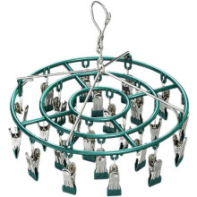 24-Clip Stainless Steel Clothes Drying Rack with Swivel Windproof Design for Indoor Outdoor Use