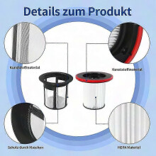 Filtros de repuesto para aspiradora, compatibles con Bosch Unlimited 6 BCS611AM/01 BCS611AM/02 BCS611AM/05, filtración HEPA, con cepillo de limpieza.