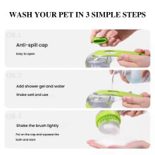 Pet Bath Brush with Liquid Dispenser, Massage Function and Long Handle