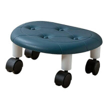 Taburete de trabajo ajustable con ruedas, rotación de 360 y cojín ergonómico - Azul