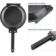 Double Sided Flip Frying Pancake Maker, Non-stick Ceramic Coating, Iron Kitchen Cookware for Gas Stove