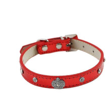 Crown Rhinestone Dog Collar & Leash Set, Red Velvet PU Leather, Small to Large Pet
