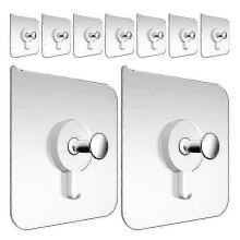 Transparent Adhesive Wall Hooks for Pictures, 30Pcs No Nail Damage, Reusable for Smooth Surfaces