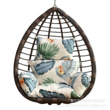 Cojín para silla colgante tipo huevo, relleno de algodón hueco, con cremallera oculta, Compatible con sillas hamaca, beige y azul con hojas