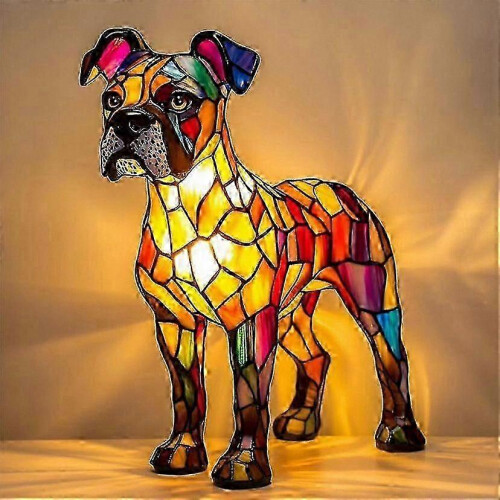 Boxer Dog Lamp USB Powered Adjustable Brightness Desktop Decoration
