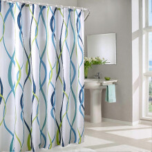 Wasserdichter Duschvorhang aus Polyester mit gestreiftem Wellenmuster