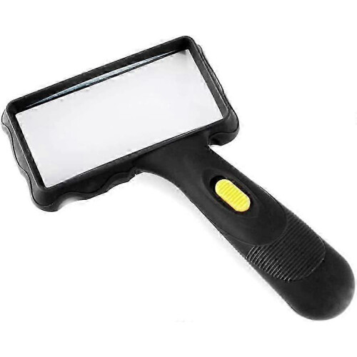 Lupa rectangular de mano con luz LED, aumento de 10x para lectura.
