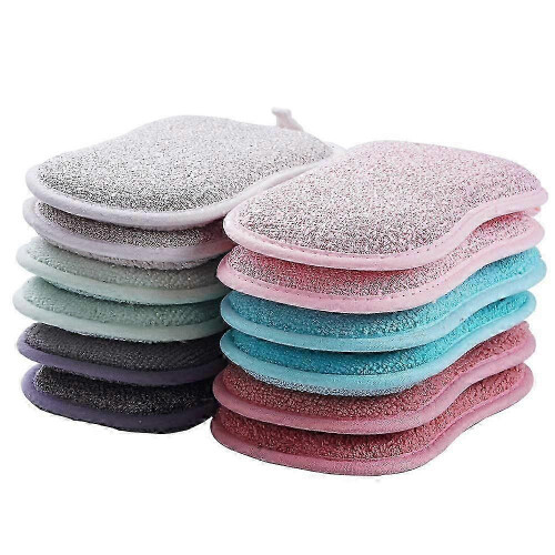 Microfiber Scrub Sponges 12-Pack Non-Scratch Dish Cleaning Reusable Washer Safe