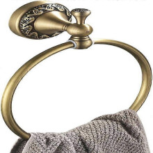 Antique Brass Towel Ring Wall Mount Retro Round Towel Rail Rack for Bathroom Solid Copper