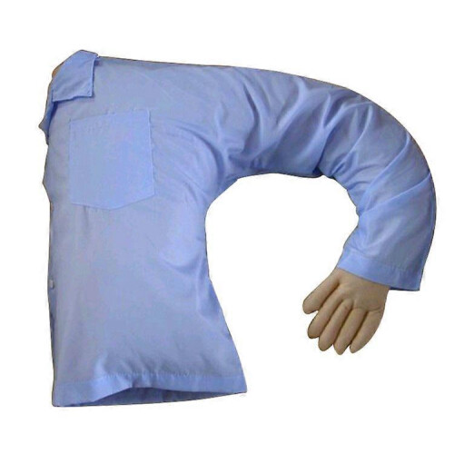 U-shaped Pillow with Removable Cover for Sleeping and Decor, Light Blue
