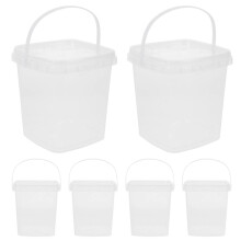 6 Stück 1L durchsichtige quadratische PP-Lebensmittelbehälter mit Deckel für Eiscreme, Milchtee und Popcorn