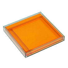 Quadratisches Acryltablett 25x25cm Orange Modernes geometrisches Design zum Organisieren von Essgeschirr, kompatibel mit skandinavischer Einrichtung