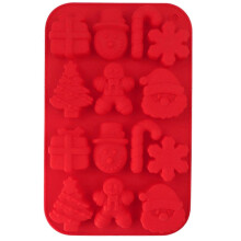 Silicone Mold 14 Cavities Christmas Shapes Santa Snowman Tree Cane Food Grade