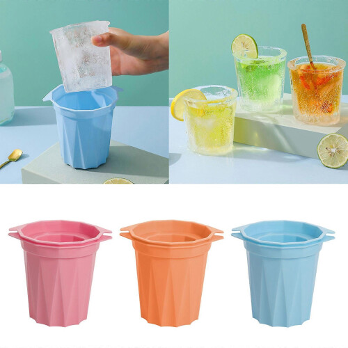 Silicone Ice Cup Mold Blue Pink Orange Ice Cube Tray for Summer Drinks 1
