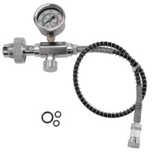 Adaptador de estación de llenado PCP G5/8 DIN 300 bar para botellas de buceo con manguera de 50 cm y manómetro.