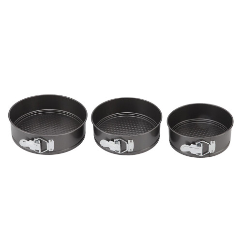Springform Pan Set 3Pcs Carbon Steel Removable Bottom 22/24/26cm 1