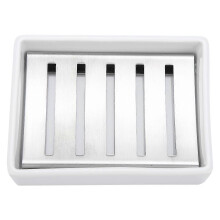 Stainless Steel Soap Case Holder with Ceramic Tray for Bathroom Kitchen Sink