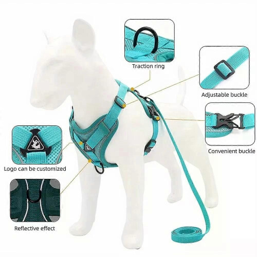Dog Harness Vest No Pull Reflective Breathable Adjustable Set for Puppy 1