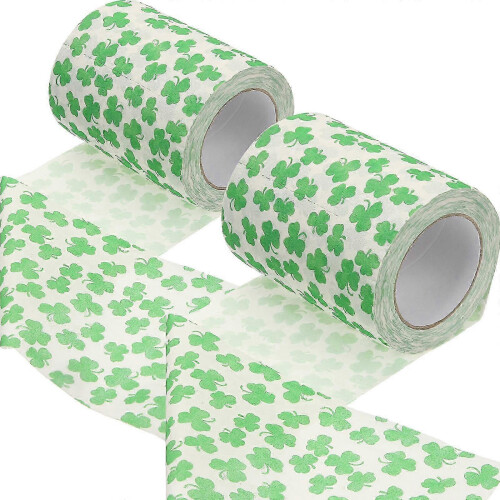 Toilet Paper Rolls 2-Pack with Clover Pattern, Compatible with Toilet, Wood Pulp Material