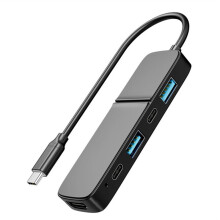 Hub USB 3.0 de 5 Portas com Compatibilidade para  4K - Duas Portas USB-A/C, Transferência de Dados de 5 Gbps para Pen Drives e Discos Rígidos