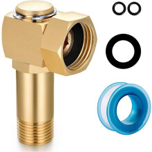 Conector de codo giratorio de latón para carrete de manguera de jardín, rosca GHT de 3/4" a NPT de 1/2", compatible con accesorios.