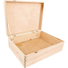 Houten opbergdoos met deksel, onbewerkt en ongeverfd krat voor knutsel- en decoratieprojecten.