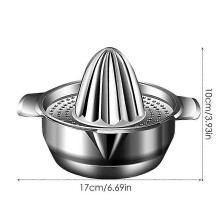 Manual Orange Juicer, 304 Stainless Steel Citrus Juicer with Strainer, Silver, 10x17cm, for Oranges Lemons Citrus Juicing