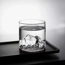 Crystal Glass Cups Set, 2 Pieces 200ml and 300ml, Mountain Shape Design, Transparent for Tea Wine Beer Coffee Beverages