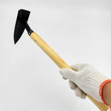 Azada triangular con mango de madera para jardinería, deshierbe, excavación y siembra de semillas.