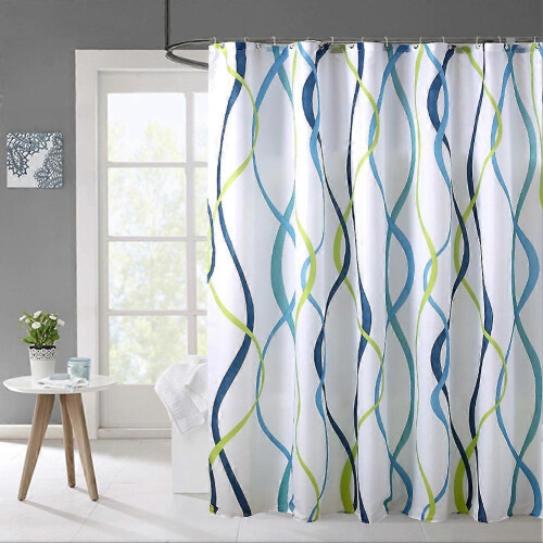 Wasserdichter Duschvorhang aus Polyester mit gestreiftem Wellenmuster 2