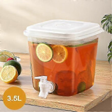 Drink Dispenser 3.5L Plastic Beverage Liquid Container with Spigot Cold Water Pitcher for Home Party Outdoor Refrigerator Use