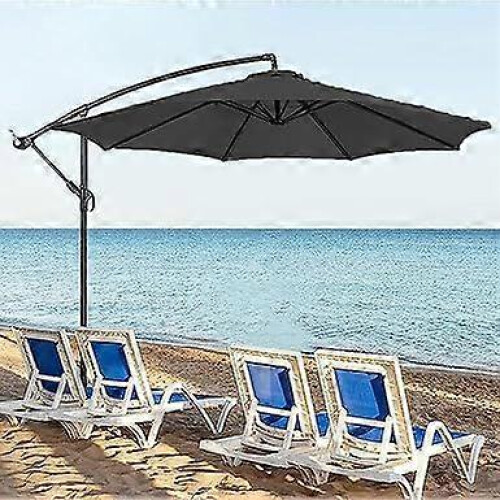 Parasol Replacement Fabric, Polyester Canopy Compatible with 6 Rib Standard Cantilever Umbrellas, Black 2