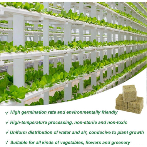 Hydroponic Rockwool Cubes 2.5x2.5x2.5 cm, 100-Pack, Sterilized Stone Wool for Propagation 1