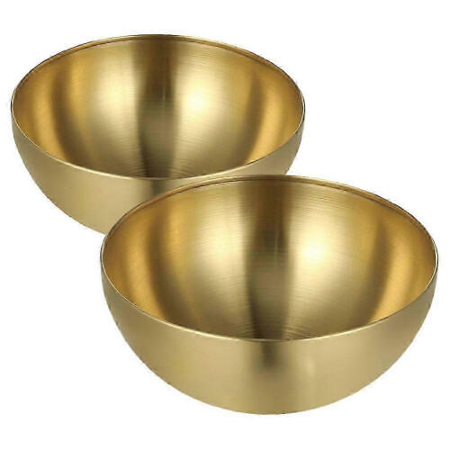 Stainless Steel Salad Bowls 2pcs Golden Stackable for Ramen Bibimbap 2